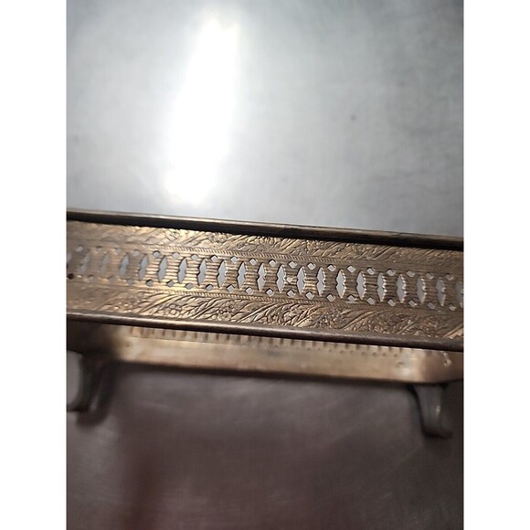 VINTAGE SILVERPLATE FOOTED CASSEROLE HOLDING TRAY 13.5”L 5.5”W 2.5”H - Picture 5 of 5